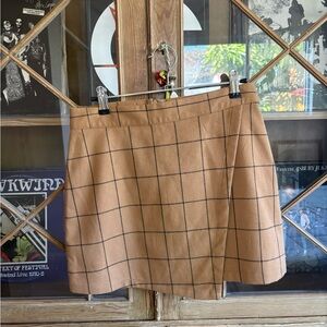 Forever 21 Camel Checkered Mini Skirt